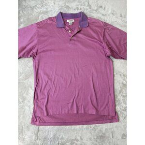 Men’s Tilest Corbin Polo Shirt Combed Cotton Mercerized Pink Purple Stripped XL